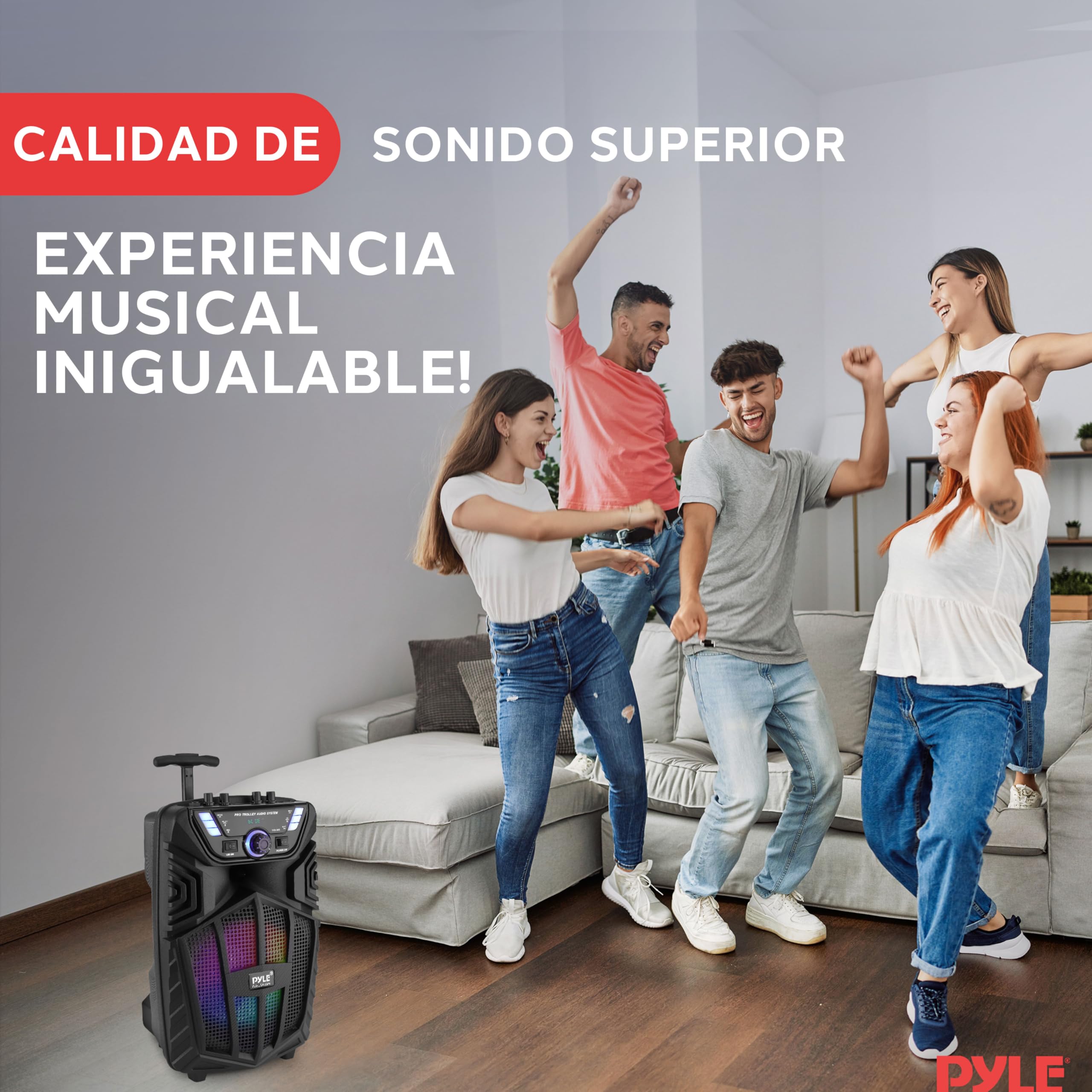 Altavoz Bluetooth 480W Portátil con Micrófono Inalámbrico y Ruedas, Karaoke con Luces LED y Batería Recargable, Sistema PA con Subwoofer 20 cm, TWS, FM/AUX/USB/SD