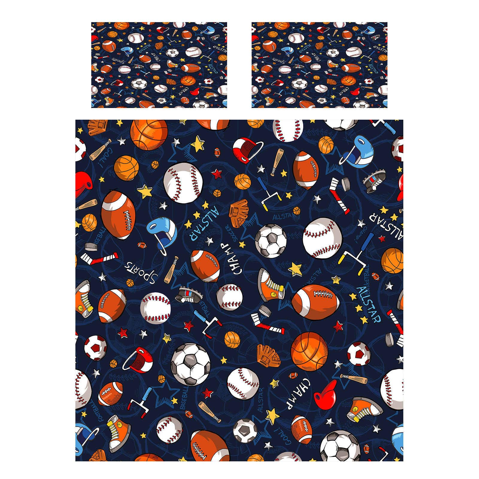 ANHOPE Sports Theme Duvet Cover Set Soft Lightweight 3Pcs Bedding Set including 2 Pillowcase Football Soccer Basketball Baseball Print Pattern Kids Boys Teens Quilt Cover with Zipper Closure Single Size - Image 2