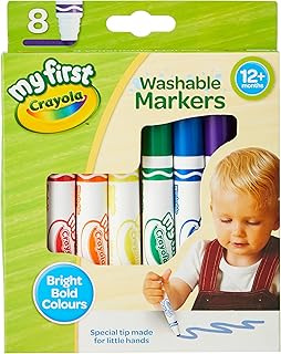 Crayola MyFirst Washable Markers - Assorted Colours (Pack of 8) | Easy-Grip Markers Ideal for Toddlers Hands | Ideal for Kids Aged 12+ Months