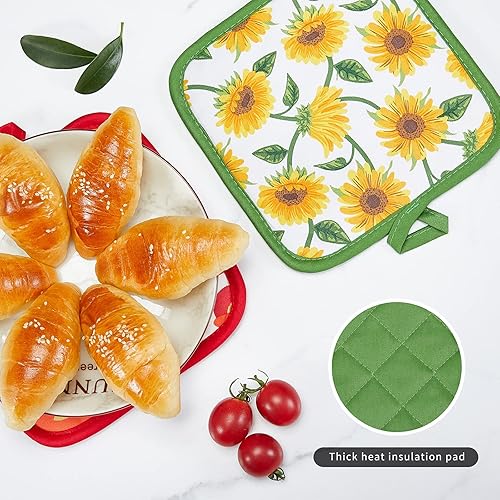 Miniatura 7 de Juego de manoplas de horno y agarraderas para platos, 100% algodón, perfecto para regalo, hornear y cocinar todos los días, duradero, resistente al