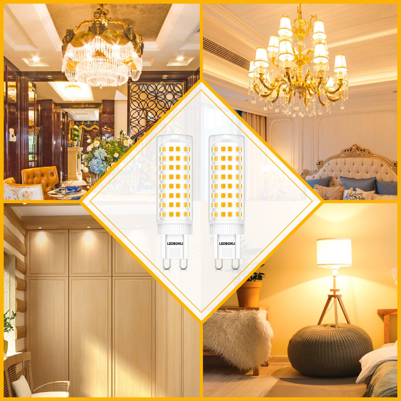 Bombillas LED G9 8W, Redondas Planas, 88 Chips Led, Equivalente A Bombillas Halógenas 80W, 800LM, 3000K Blanco Cálido, ángulo De Haz De 360 °, CA 220- 240V, No Regulable, 4 Paquetes