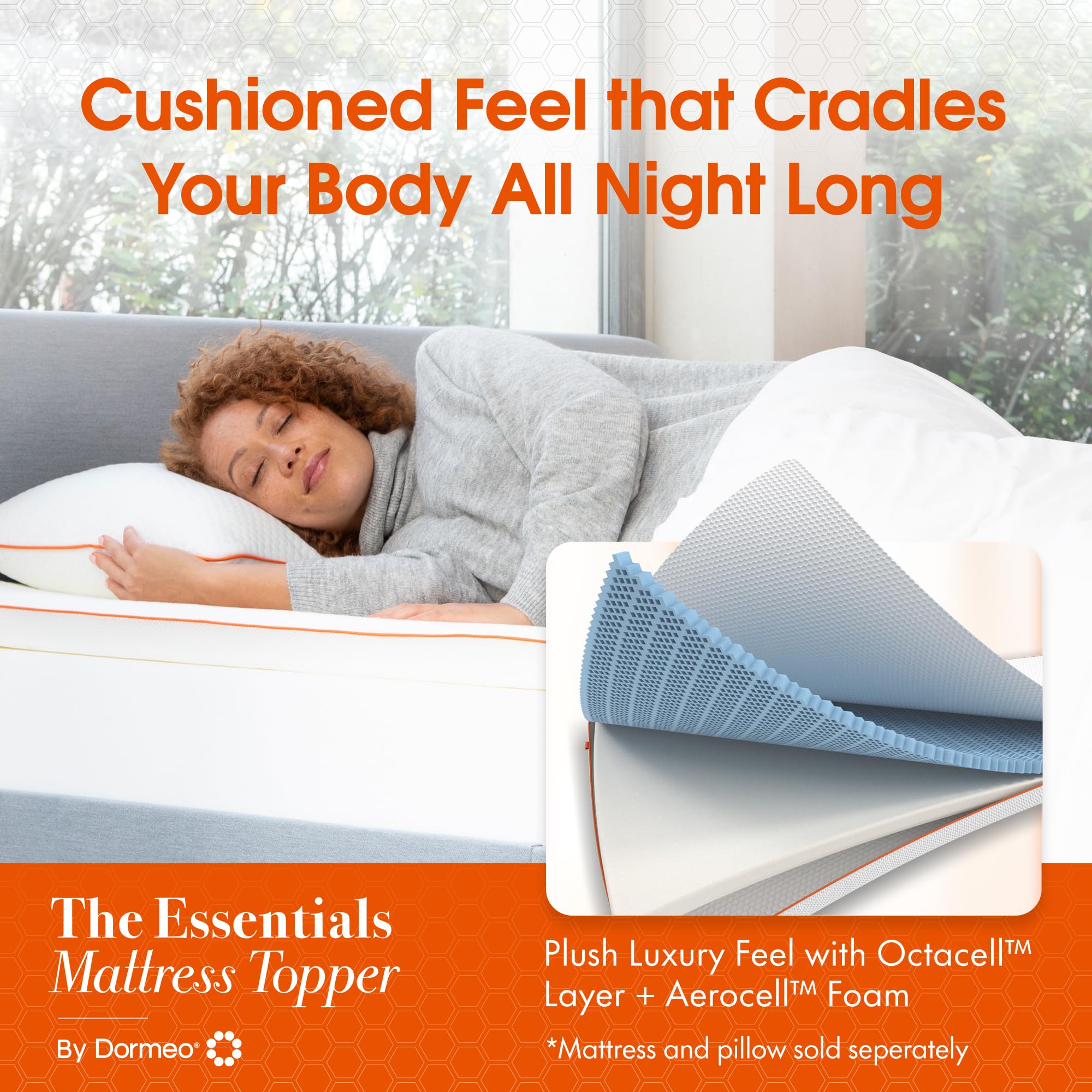 Dormeo The Essentials Mattress Topper, Queen, 2-Inch with Octacell Technology, Plush Comfort, Breathable, Cooling Foam Mattress