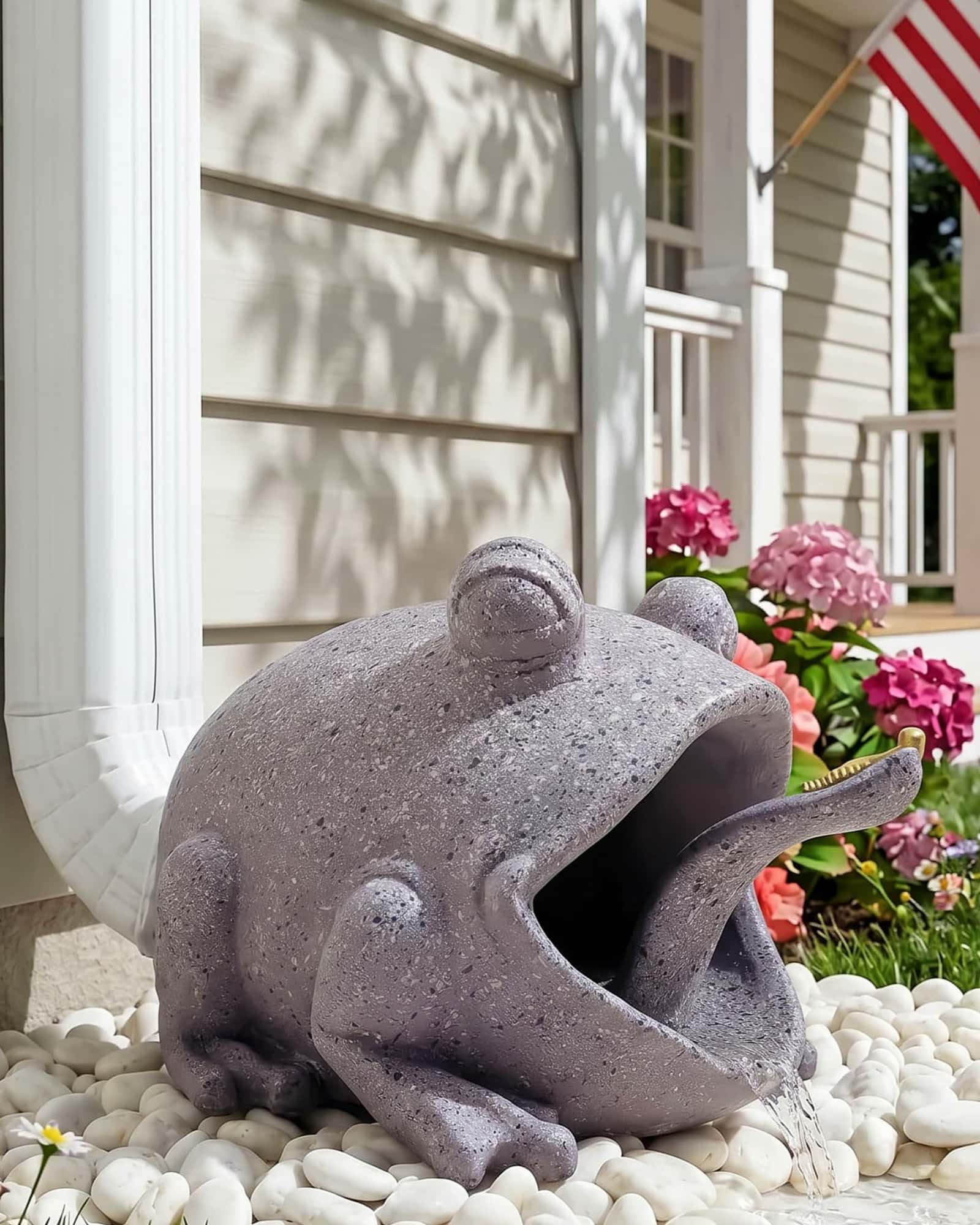 Estatua de resina de rana caprichosa para exteriores, decoración dinámica de extensión de boquilla para exteriores, decoración única para patio, césped y jardín, estatua de resina resistente pintada a