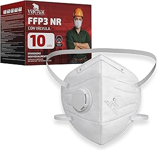 Máscara FFP3 com válvula de exalação, certificação CE, filtragem ≥99% descartável, proteção respiratória profissional, cor branca