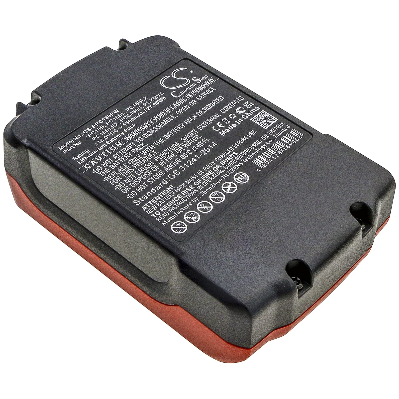 FYIOGXG Cameron Sino Battery for Porter Cable PC1800D, PC1800L, PC1800RS, PC1801D, PC186C, PC18CS, PC18ID PN:Porter Cable PC18B, PC18BL, PC18BLEX,