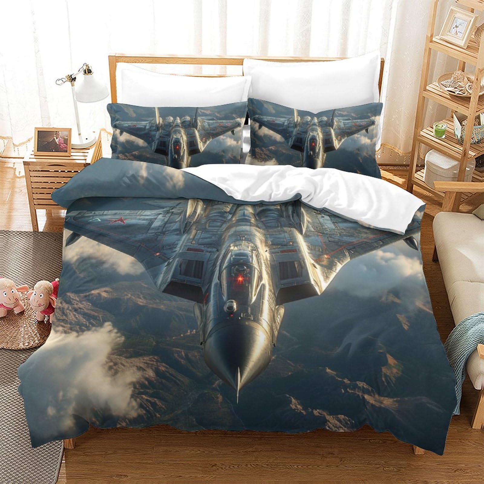 Ensemble de literie avions de combat King 220x240cm parure de lit imprimé 3D