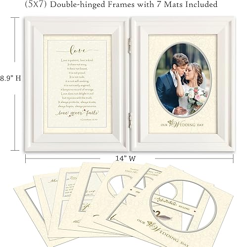 Miniatura 2 de A'arkaJ Marco de boda de 5 x 7 y 4 x 6 pulgadas, marco de fotos de Mr. & Mrs. con 7 alfombrillas, regalo de aniversario y compromiso para pareja,