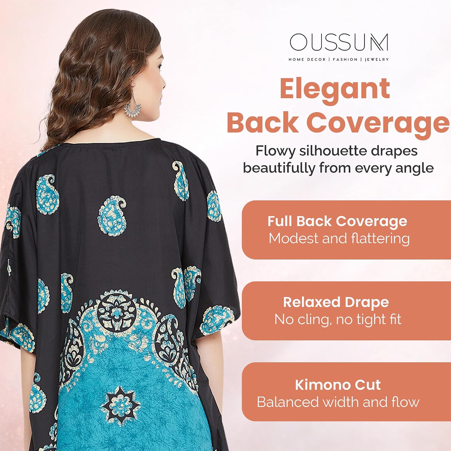 Oussum Plus Size Kaftan Dresses for Women, Polyester Summer Caftan Cover Up Maxi Beach Dress, 1X–3X