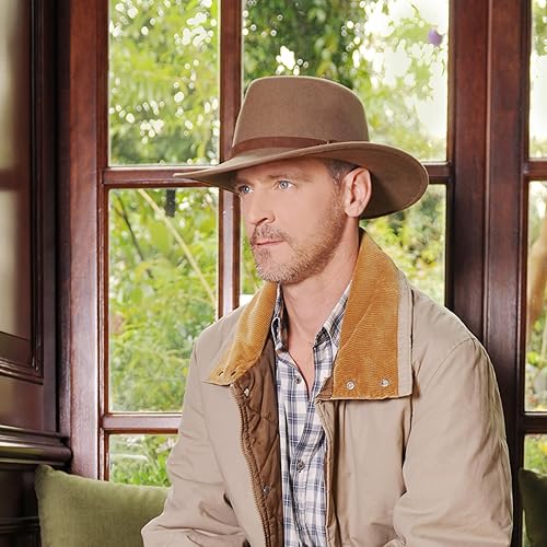 Miniatura 10 de Melbourne - Sombrero de fieltro de lana para mujereshombres, sombrero de vaquero con lágrima aplastable, sombrero de invierno y otoño  Sombrero de