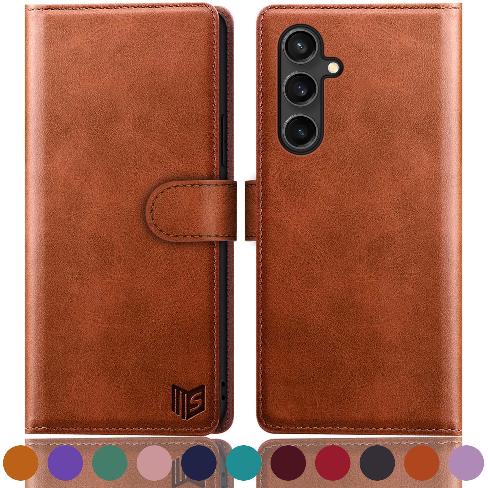 SUANPOT for Samsung Galaxy S23 FE Wallet case ?RFID Blocking? Credit Card Holder,PU Leather Flip Folio Book Phone case Cover Women Men for Samsung S23 FE 5G case Wallet Light Brown