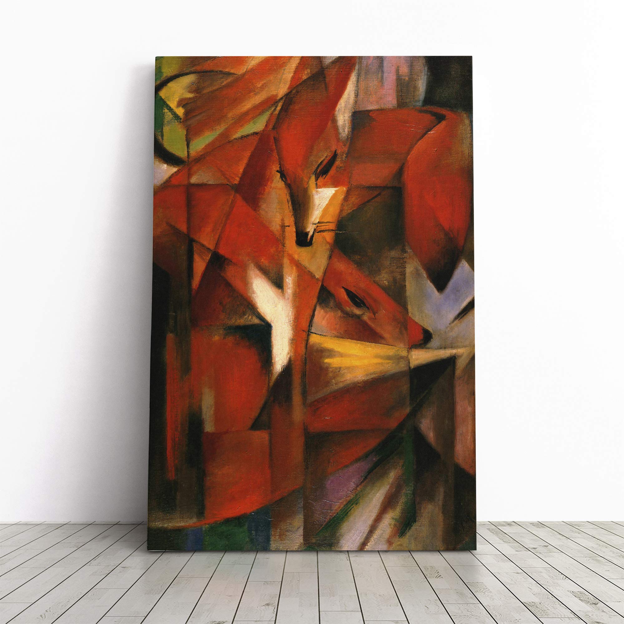Franz Marc The Foxes Canvas Print | Gallery Wrapped 30mm Frame Wall Art | 20x14 inches | Ready to Hang | Modern Picture | Living Room Bedroom Lounge Office