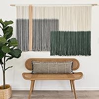 Vista 16 de Tapiz de macramé grande para colgar en la pared, de fibra, decoración de dormitorio, 57 pulgadas de ancho x 35 pulgadas de largo