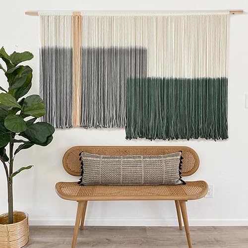 Miniatura 16 de Tapiz de macramé grande para colgar en la pared, de fibra, decoración de dormitorio, 57 pulgadas de ancho x 35 pulgadas de largo