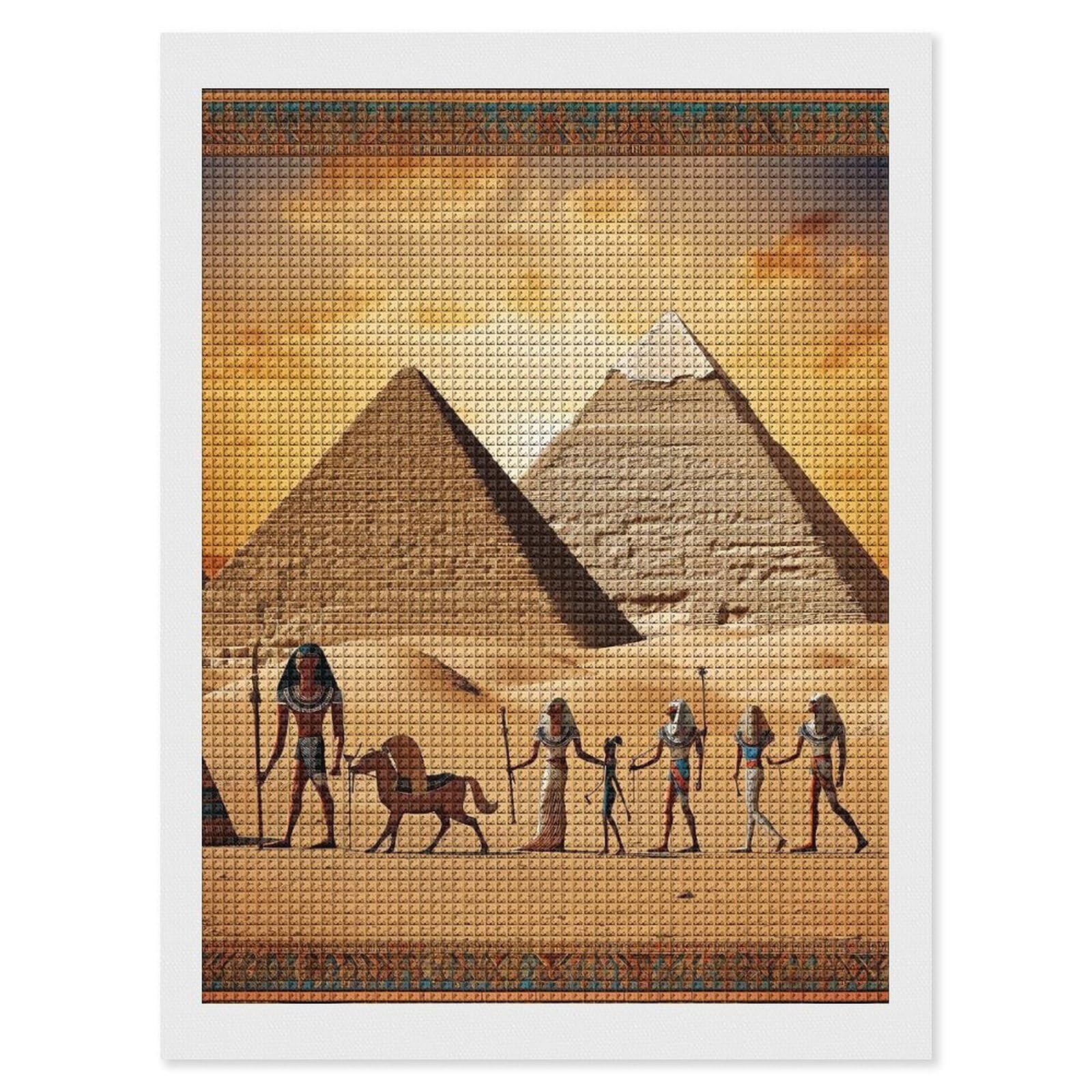 Ancient Egypt Diamond Art Kits for Adults, DIY 5D Diamonds Painting Kits for Beginner, Round Full Drill Diamond Dots Painting, 12"x16" Diamonds Pictures Gem Art and Crafts Wall Decor