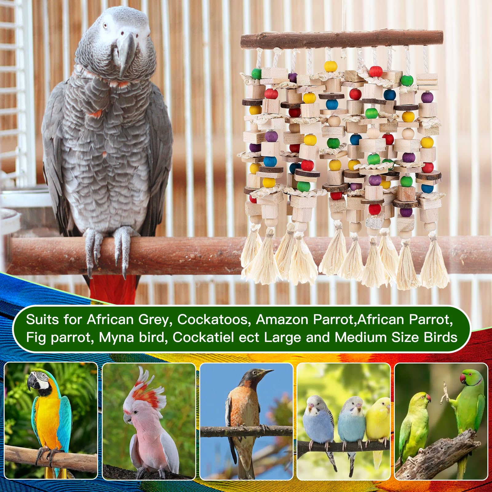 Jorewood Juguetes para pájaros 10