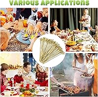 Vista 3 de Meanplan 1000 palillos de cóctel de bambú de 4.72 pulgadas, hechos a mano, palillos de decoración de alimentos con nudo en bucle, palillos de frutas
