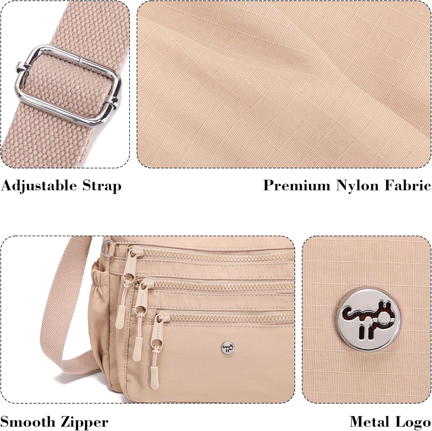 AOCINA Crossbody Bags for Women Multi Pocket Nylon Lightweight Ladies Purses Messenger Shoulder Handbags Satchel Travel Bag - Image 5