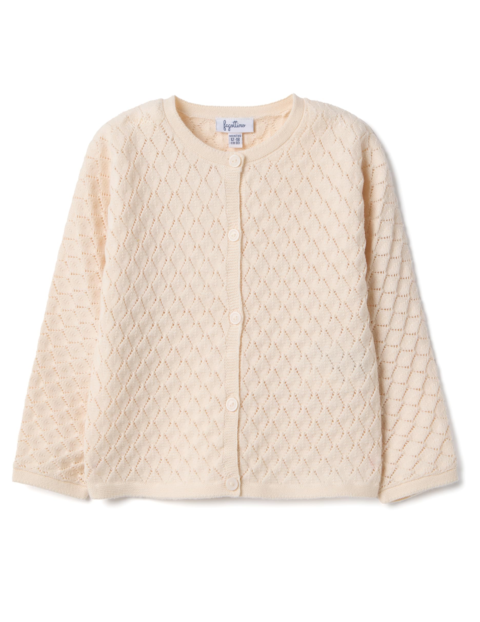 OVS Kids Cardigan in Puro Cotone Beige da Bimba Regular Fit con Design a Rombi