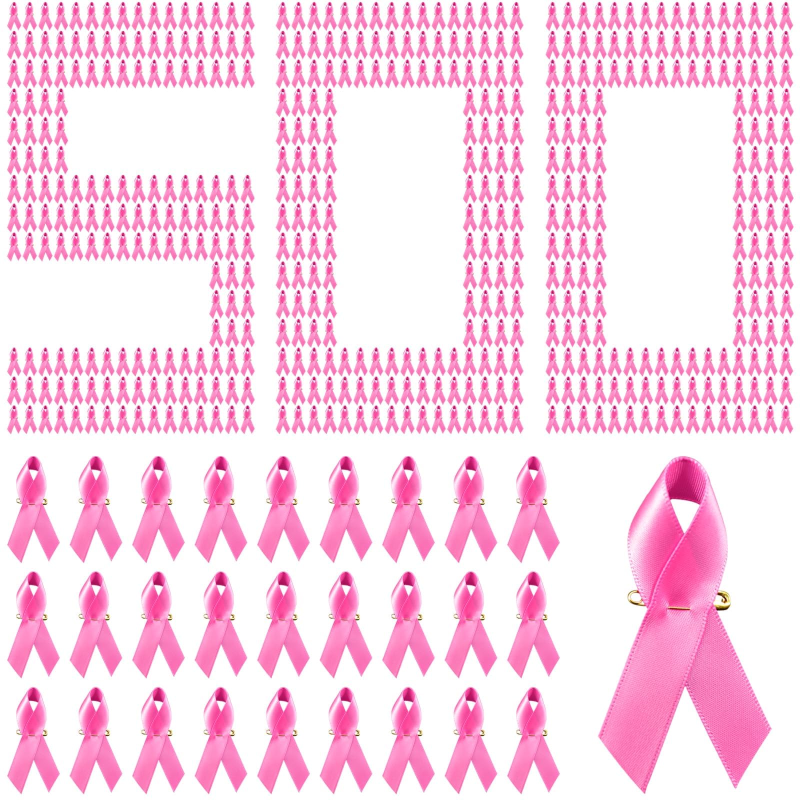 Halatool 500 PCS Breast Cancer Awareness Pink Ribbon Pin Breast Cancer Gifts for Women Girls Charity Public & Social Event Public Welfare Party