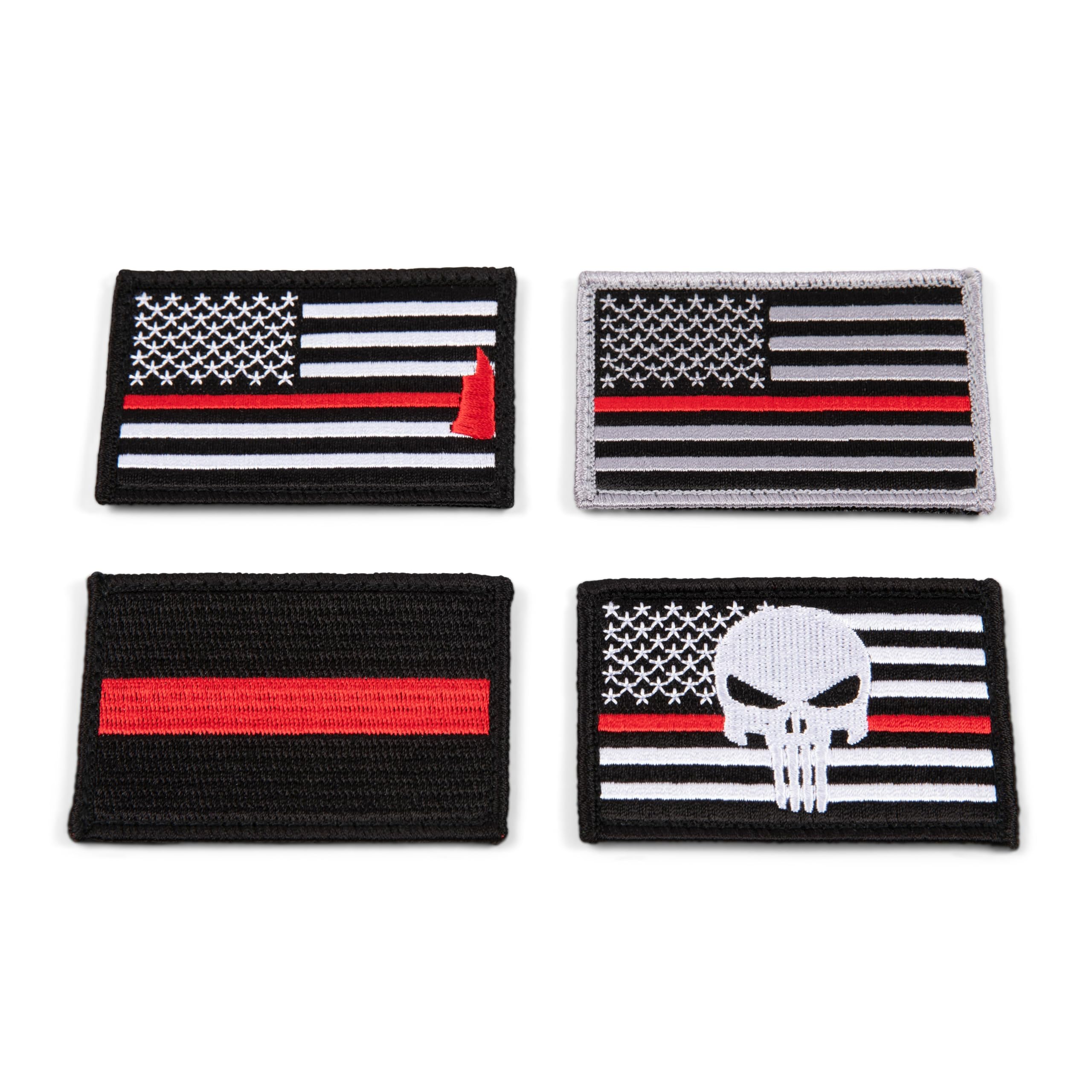 Amazon.com: Great 1 Thin Red Line American Flag Patch 4-Pack