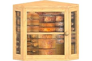 Corner Bread Box - Extra Large Capacity Bamboo Bread Box with Adjustable Height