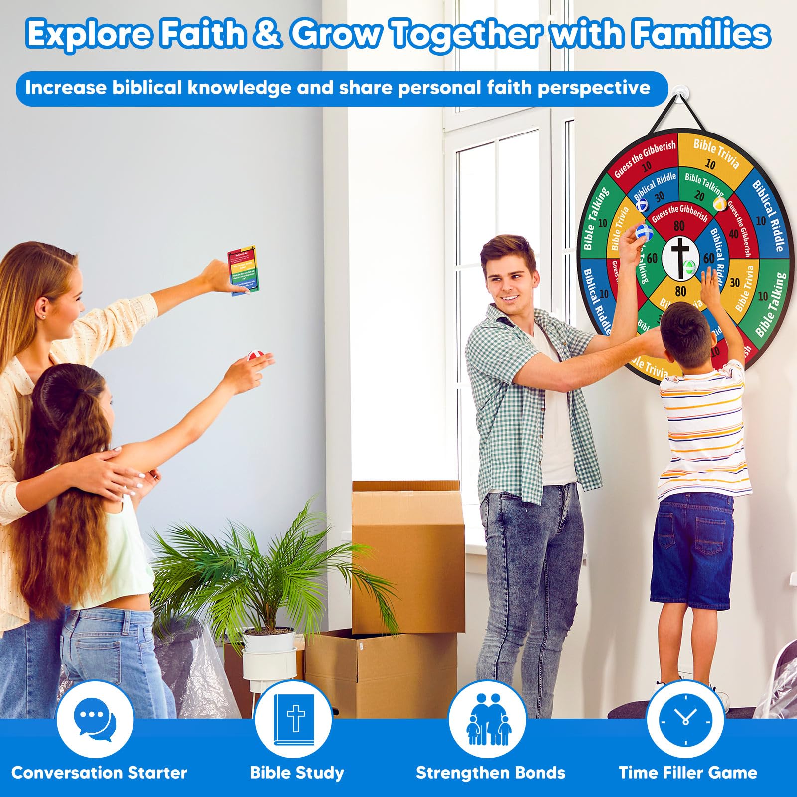 Garybank Bible Dartboard Game for Kids Adult Family 66 Trivia Cards W/ 260+ Questions - Image 4
