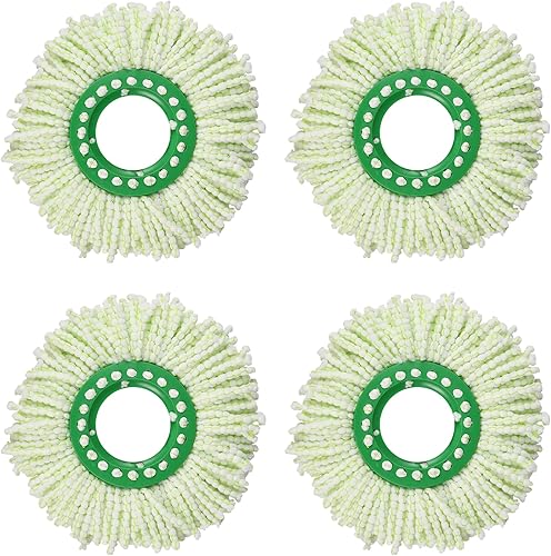 Paquete de 4 cabezales de repuesto para trapeador Libman Tornado Spin Mop, cabezal de repuesto de trapeador giratorio de microfibra, cabezal de