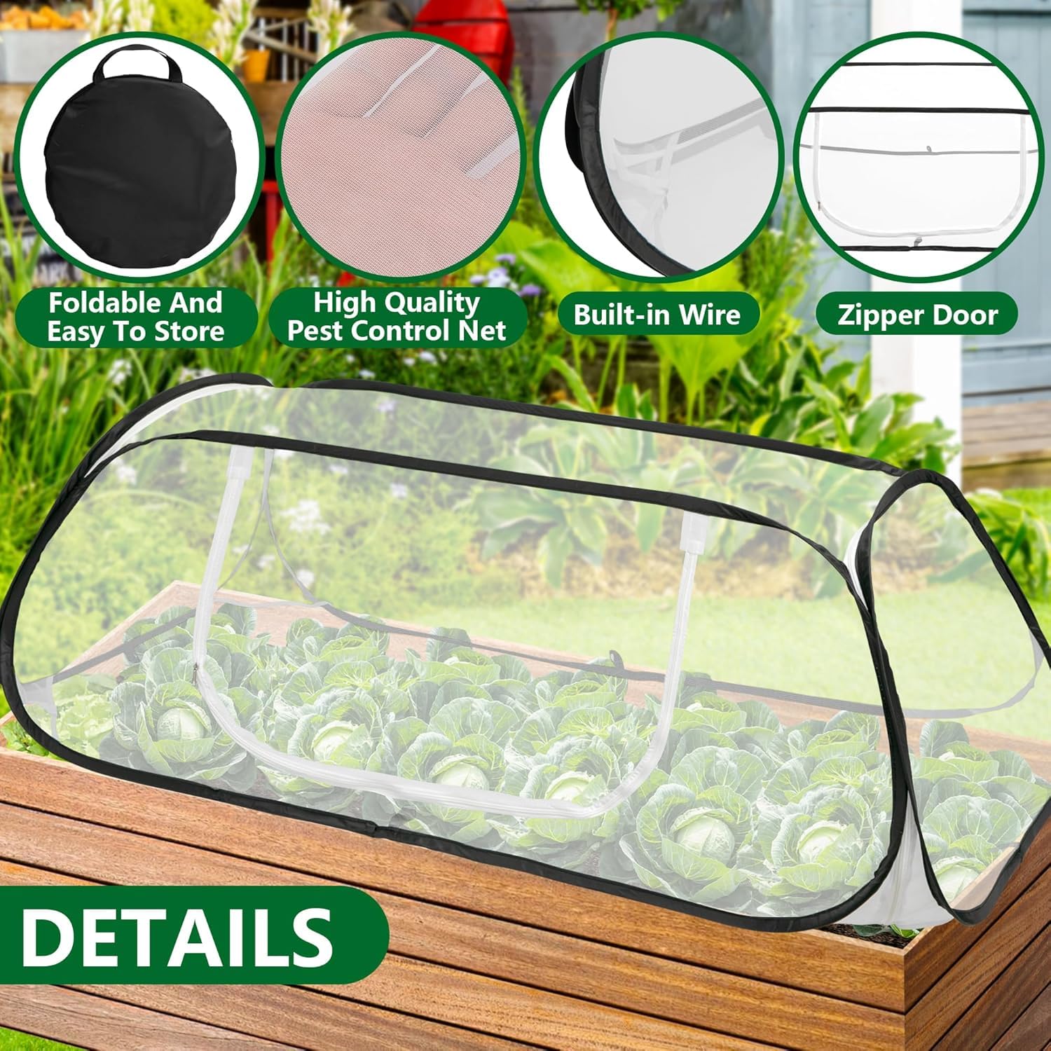 Filet de protection anti-insectes pour jardin 115 x 56 x 40 cm | Tente de jardin pour protéger les plantes, légumes, fruits contre les oiseaux et les insectes