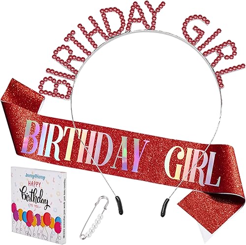 Corona roja de cumpleaños para niña, tiara y diadema - Decoraciones y regalos para ella