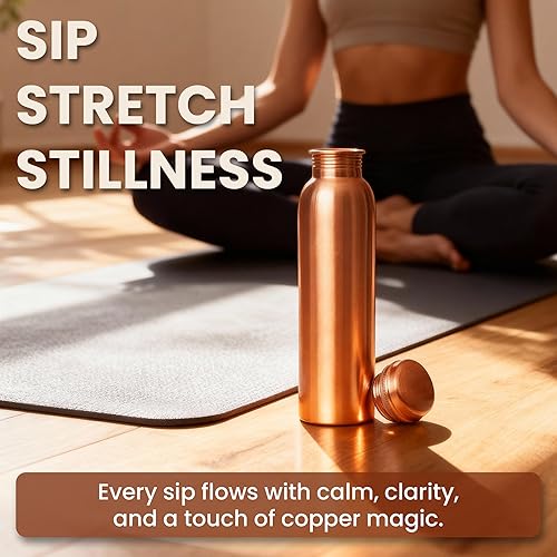 Miniatura 12 de Botella de agua de cobre de 34 onzas con bolsa de transporte de yute, botella de cobre puro para gimnasio, yoga, frasco de cobre ayurvédico o Tumblr