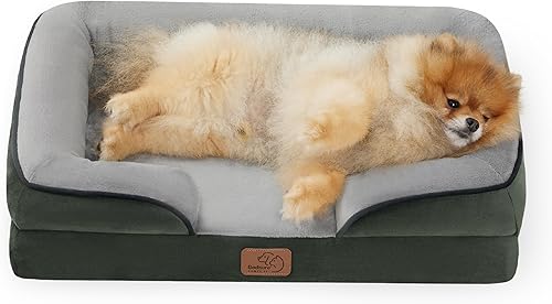 Bedsure Cama ortopédica pequeña para perros, sofá cama lavable para perros pequeños, sofá cama de espuma de apoyo para mascotas con funda extraíble