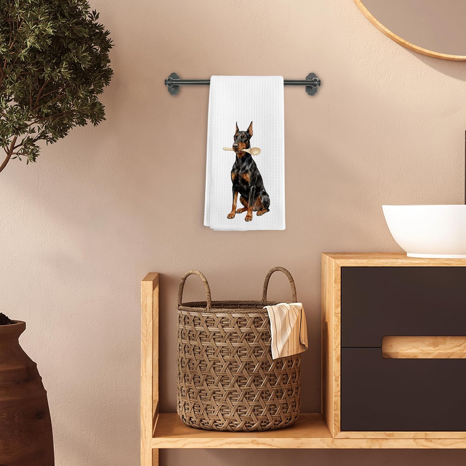 Funny Doberman Dog Kitchen Towels, Doberman Gifts for Women, Dog Lovers Gifts Hand Towels, Dobermans Dish Tea Towel for Kitchen Decorations Decor, 16x24 Inch - Image 6