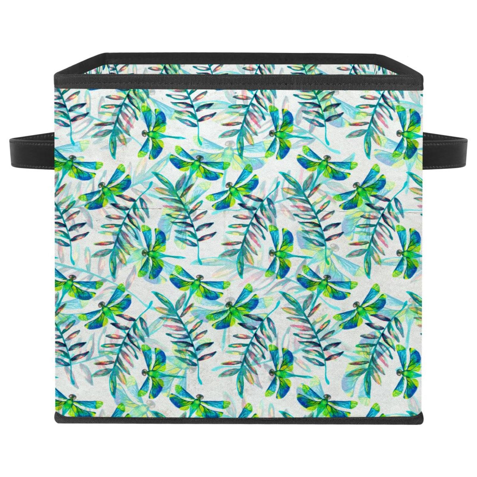 Boîte de rangement cube en tissu pliable pour placard de chambre avec poignées