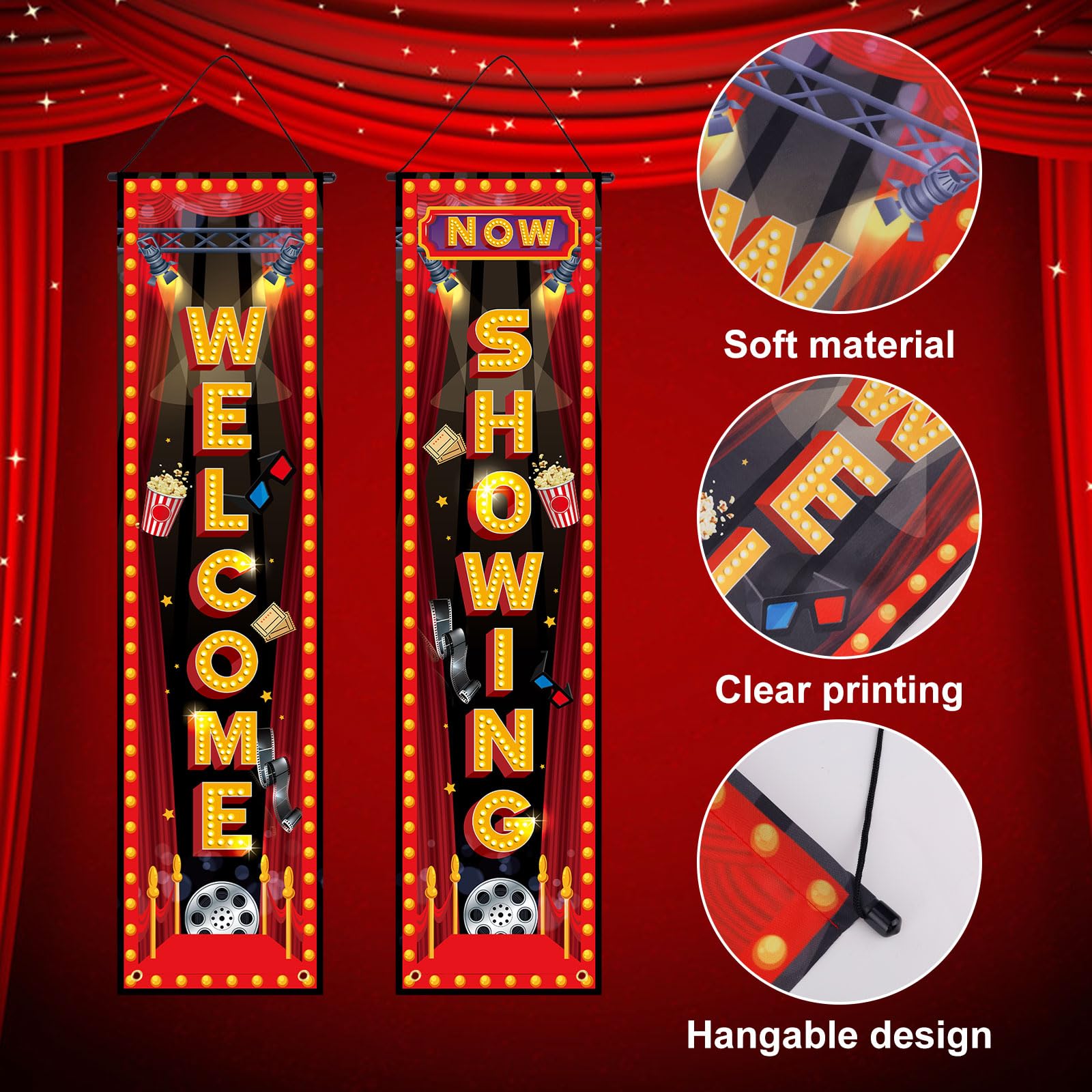 Penitue 2pcs Movie Night Porch Banner - Image 4