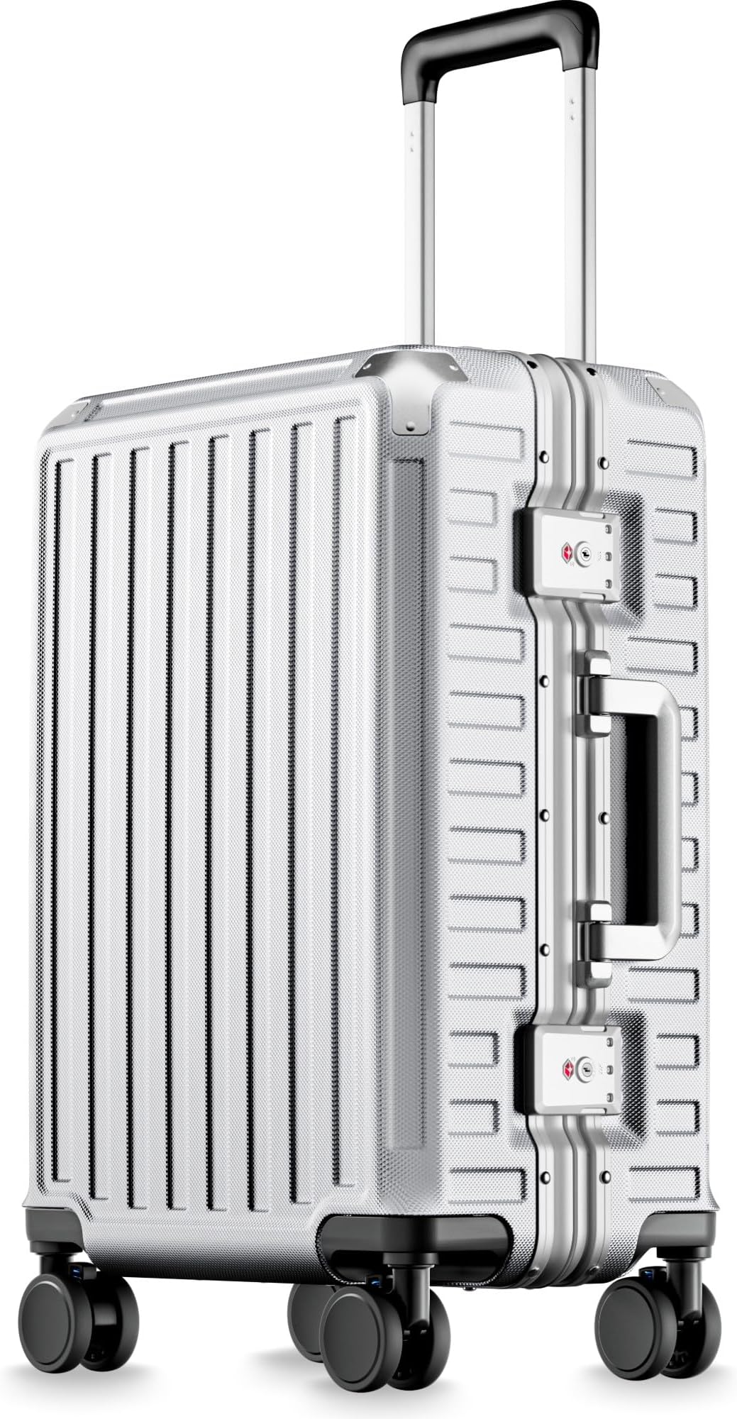 Luggage with Spinner Wheels, Polycarbonate Expandable Hard Shell Suitcase, Carry On 20 Inch, Silver