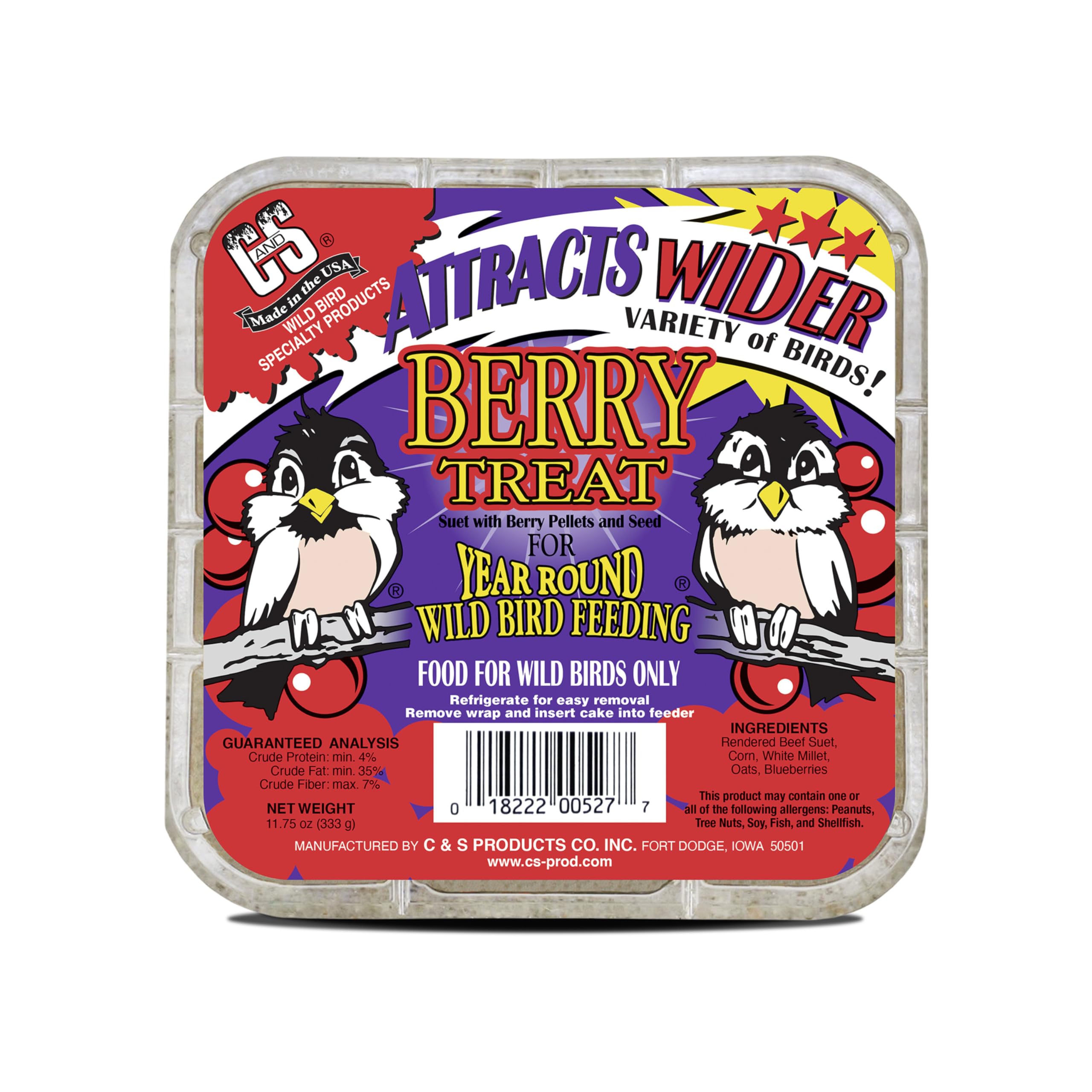 C&S Berry Suet Treat 11.75 Ounces, 12 Pack