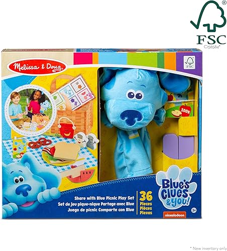 Miniatura 4 de Melissa & Doug ¡Blue's Clues & You! Comparte con el juego de picnic azul con marioneta de mano - Certificado FSC