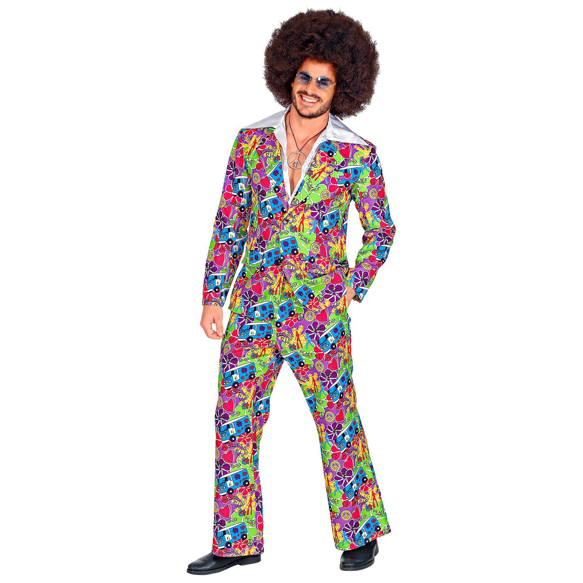 Widmann 09342 70s Groovy Style Outfit, Men, Colourful, M