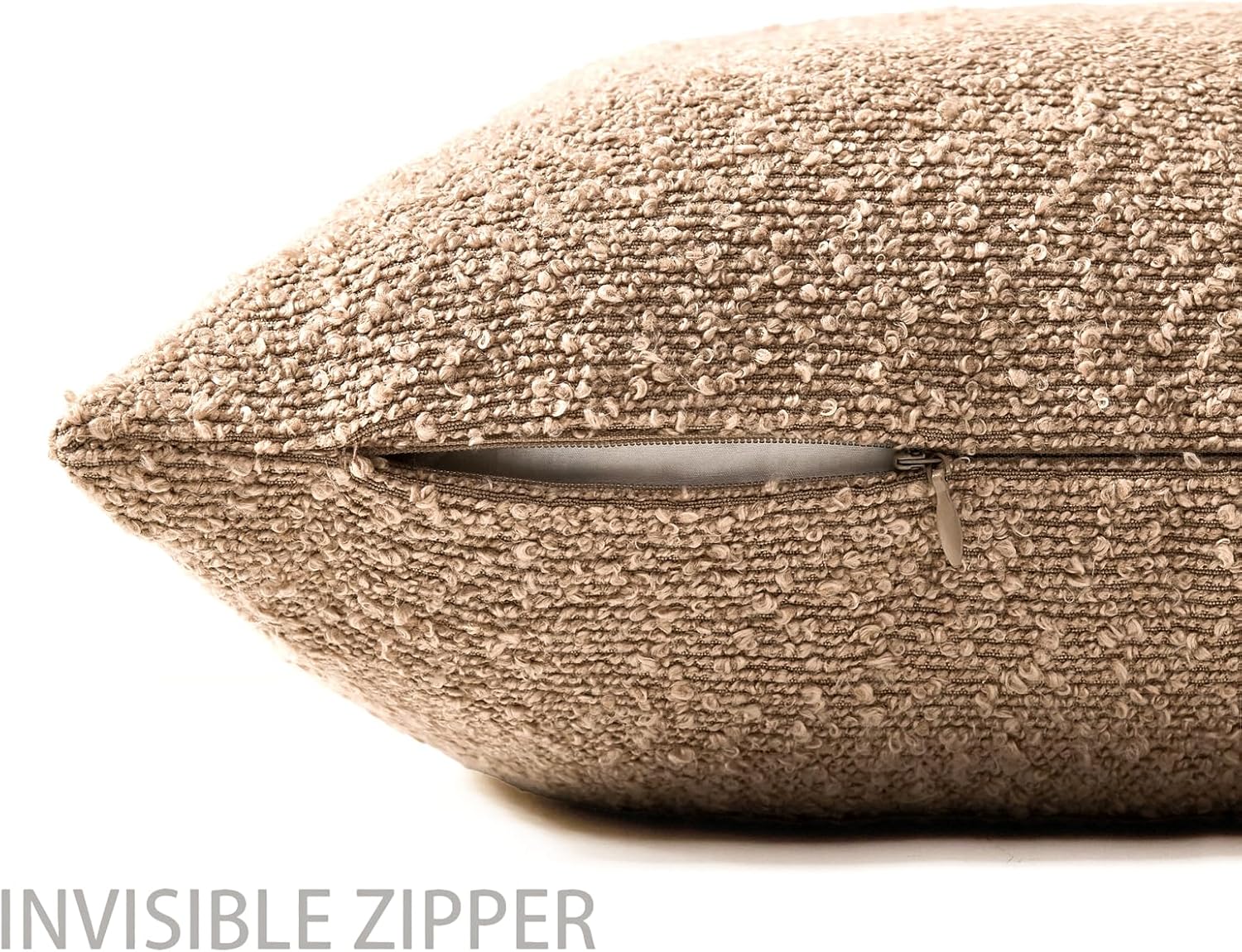 18x18 Boucle Throw Pillow Covers, Set of 2, Camel