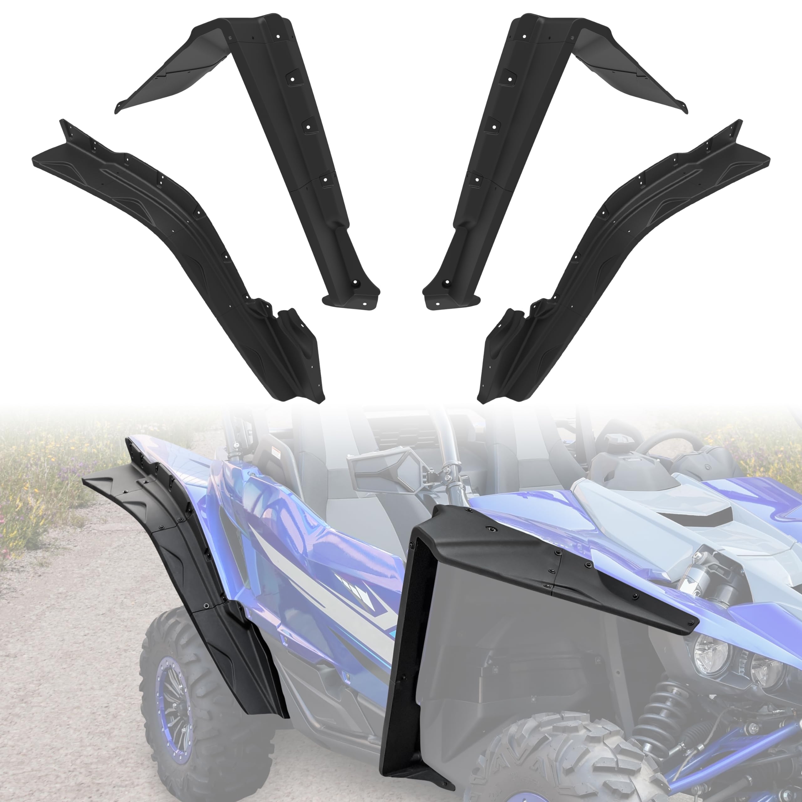 UTVSXPERT Wider Front ＆ Rear Fender Flares for Yamaha YXZ 1000 19-24, Front and Rear Extended Mud Guards XXL Mud Flaps Guards Fender Kit for Yamaha YXZ 1000R/SE/SS/SS SE/SS XTR 2019-2024 Accessories