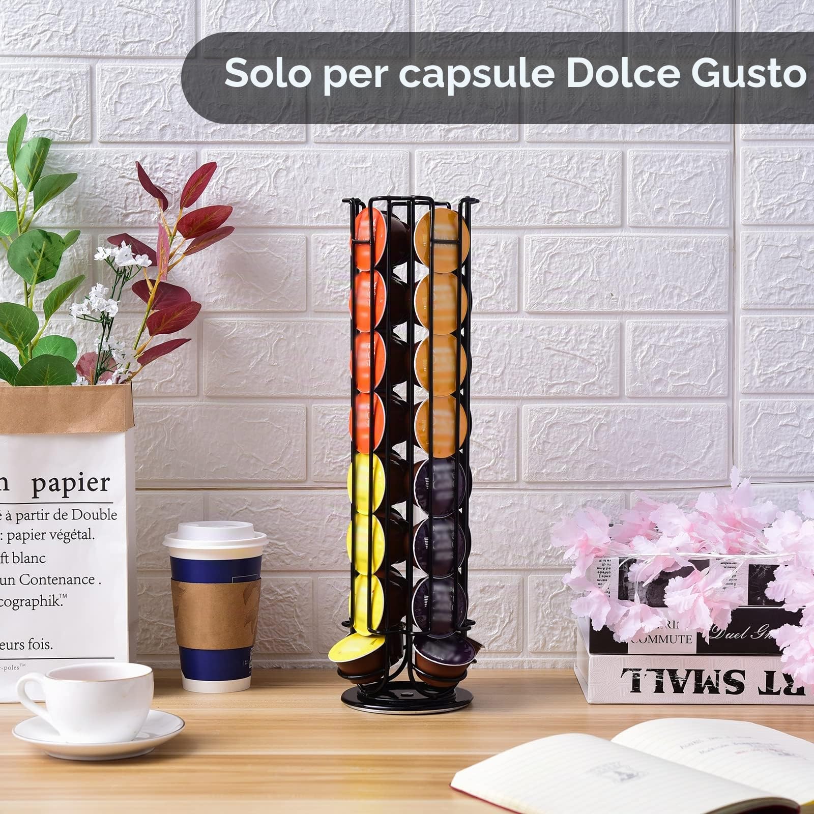 Porta Capsule Caffe per 32 Capsules Dolce Gusto, Porta Cialde per Dolce Gusto, Capsule Dispenser, Portacapsule per macchine da caffè,Fondo Antiscivolo,Nero