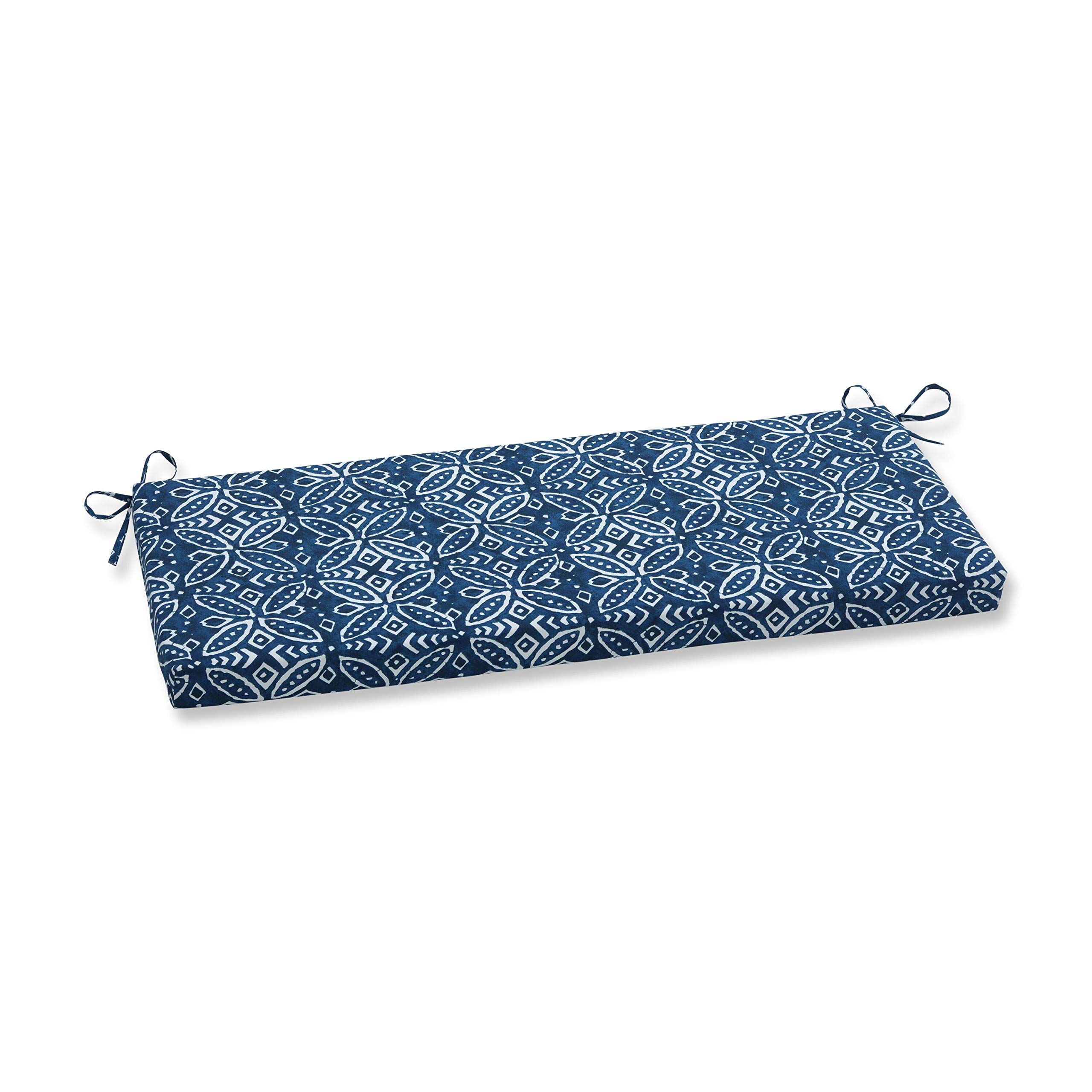 Pillow Perfect Outdoor/Indoor Merida Indigo Bench/Swing Cushion, 45" x 18", Blue