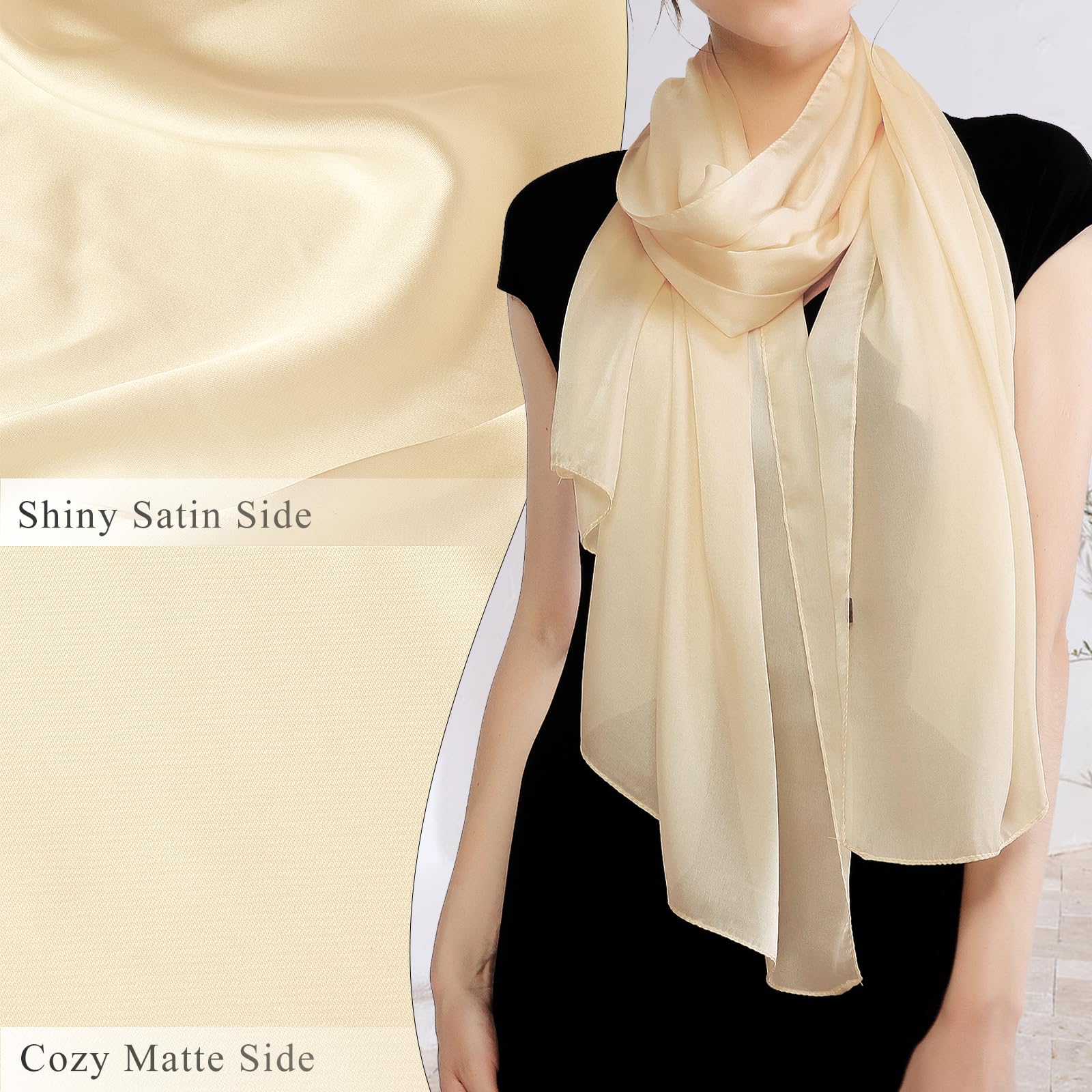 RIIQIICHY Foulard Sciarpa Seta Donna Pashmina Stola Scialle Cerimonia Abito da Sera Elegante Sposa