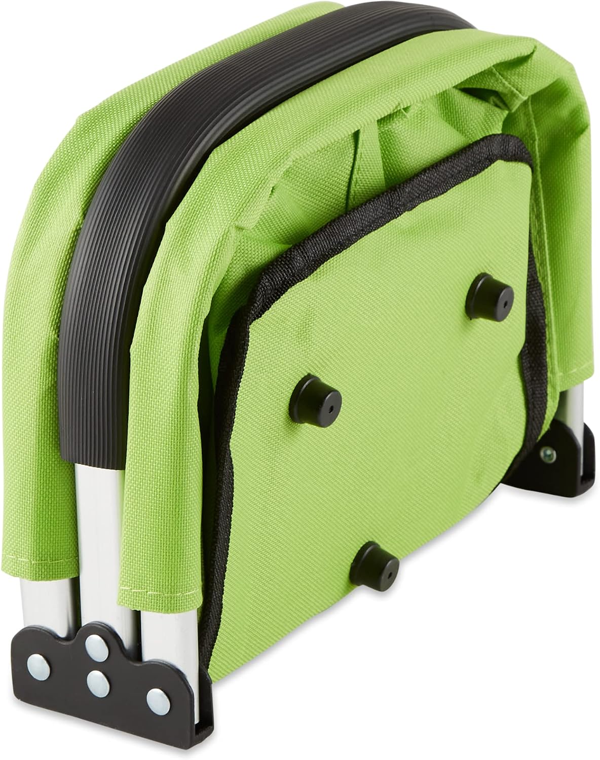 RSVP International Collapsible Market Basket Aluminum Frame, Large Zip Side Pocket, 17x11x18", Green