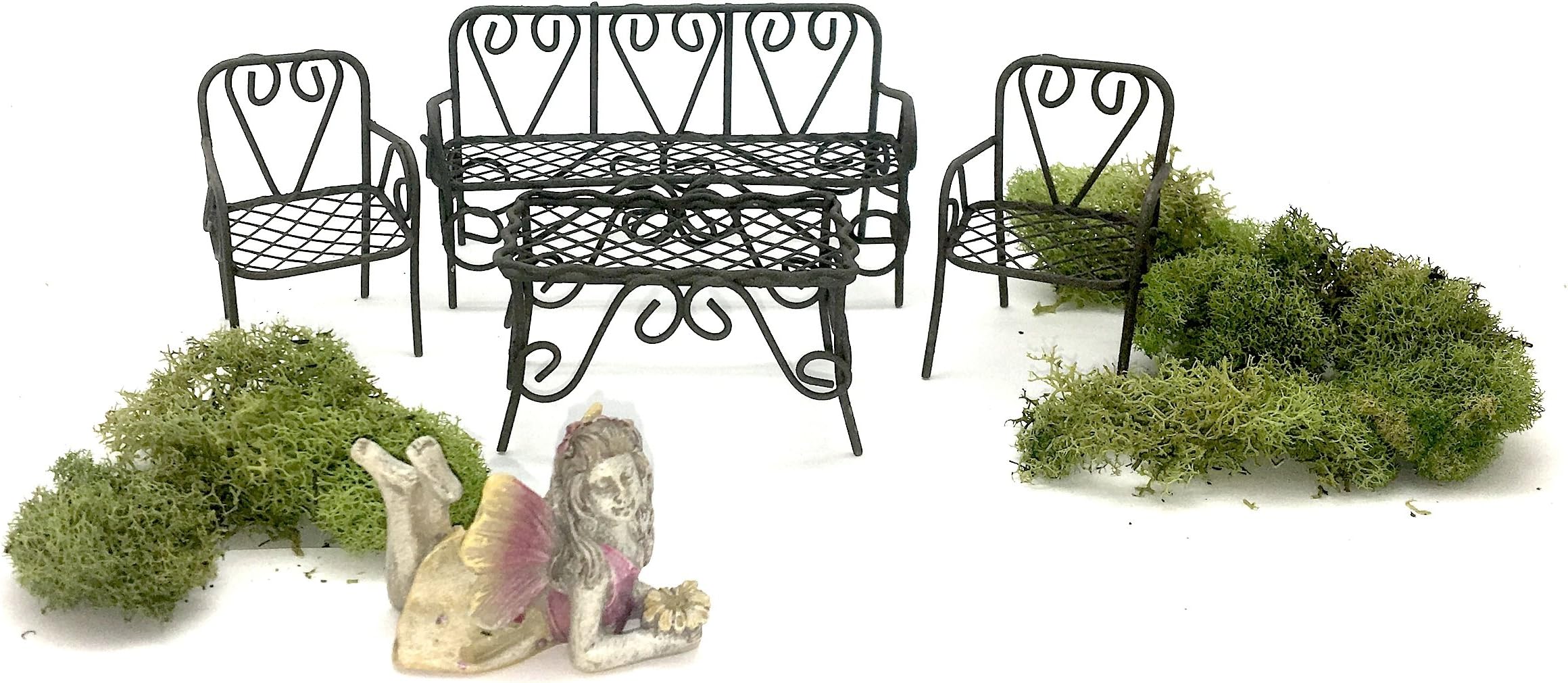 DIY Fairy Garden Kit, with Fairy and 4 Piece Metal Garden Furniture Set - for Indoor or Outdoor Decor