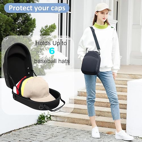 Miniatura 3 de Funda para gorras, almacenamiento para gorras de béisbol con asa de transporte y correa para el hombro, organizador de sombreros protege hasta 6