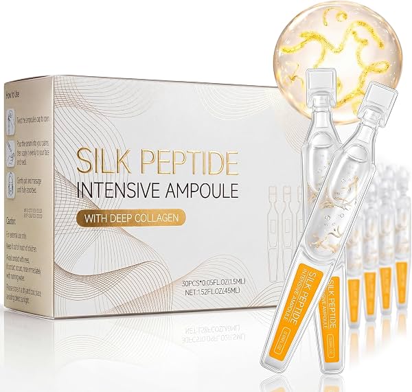 Ampolla de Colágeno Profundo con Péptidos de Seda para el Rostro, Sérum Antiedad Coreano con Colágeno y Péptidos, Reafirma, Alisa e Hidrata la Piel, Mejora la Elasticidad y Reduce las Líneas Finas
