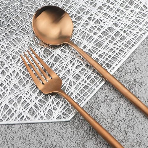 Miniatura 57 de Gugrida - Juego de cubiertos de lujo de 24 piezas de acero inoxidable 18/10 con acabado satinado, cubiertos de vajilla incluye cuchillo, tenedor