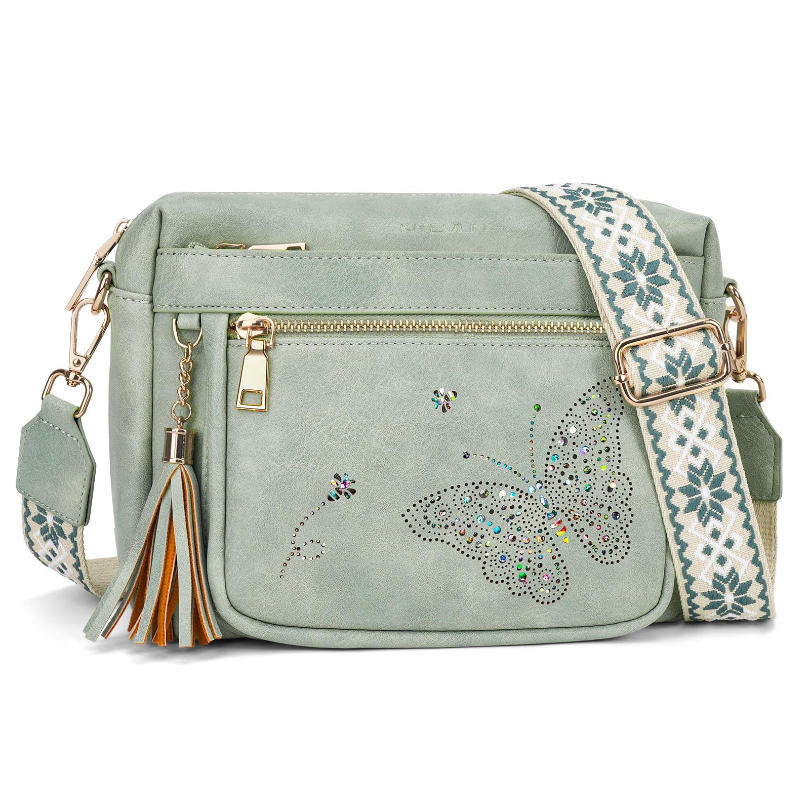 Crossbody Bags for Women Trendy Leather Crossbody Purse Shoulder Handbags Butterfly Design