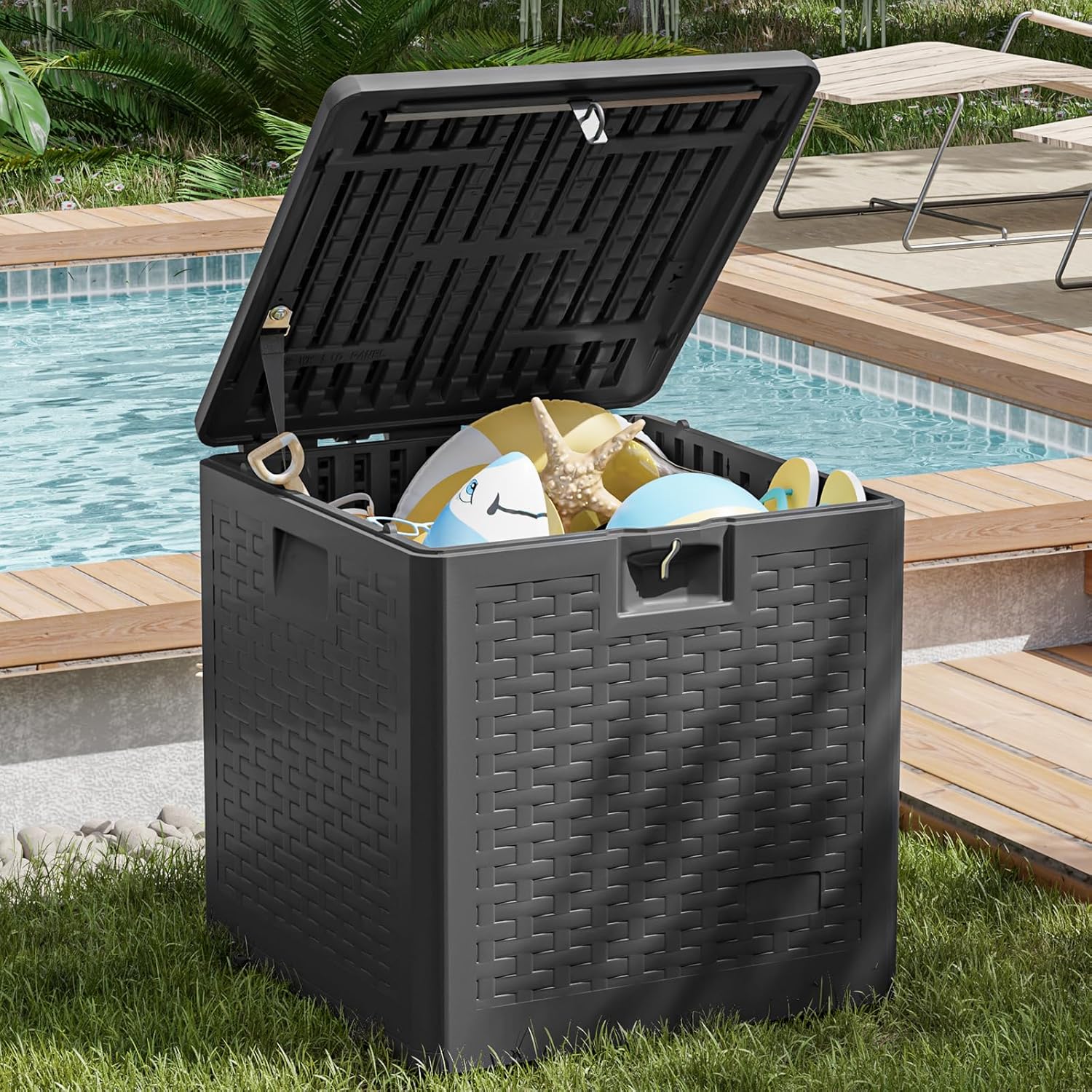 UDPATIO 28 Gallon Deck Box, Durable DoubleWall Resin Deck